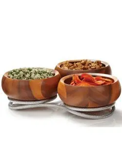 Three-Piece Acacia Wood Server Set Featuring Rope Detailing 1