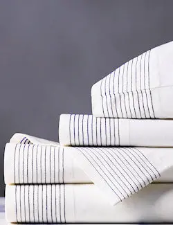 Tidal Stripe Navy Chain-Stitch Sheet Set 1