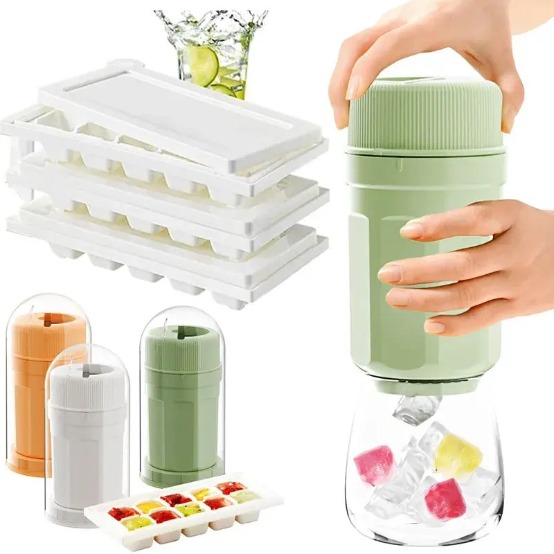 Twist-Release Ice Cube Tray – Covered Rotating Mold For Easy Freezer Storage & Serving 1