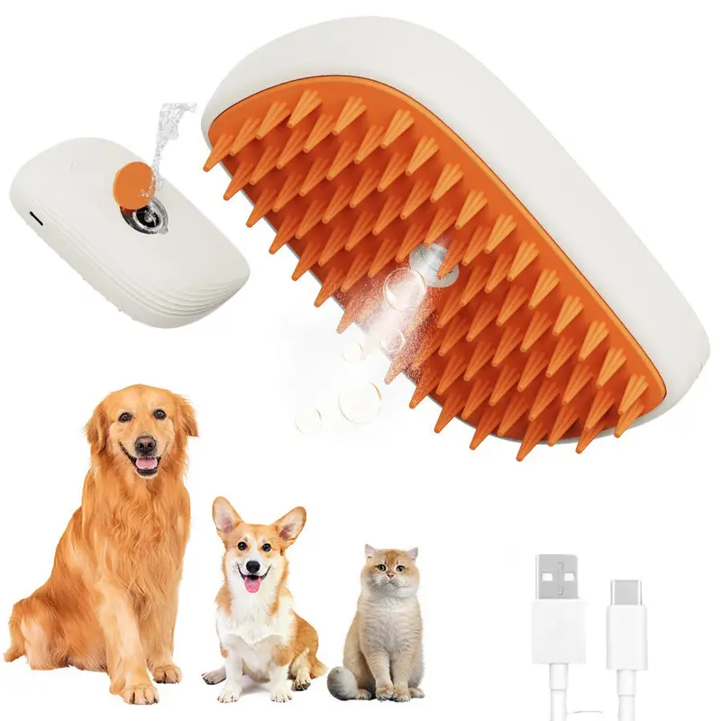 Usb-Rechargeable Steam Massage Comb For Pets – Cordless Grooming Brush With Warm Mist Therapy For Cats And Dogs 1