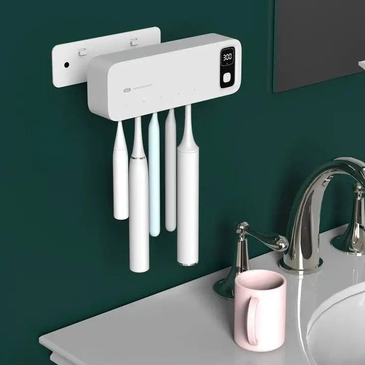 Uv-C Toothbrush Sterilizer & Dryer – Rechargeable Wall-Mounted Holder With Led Display 1