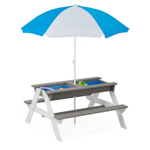 Versatile 3-In-1 Wooden Picnic Table For Kids With Umbrella Attachment 1
