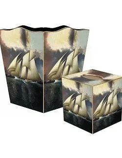 Vintage Schooner-Themed Decoupage Bath Set 1