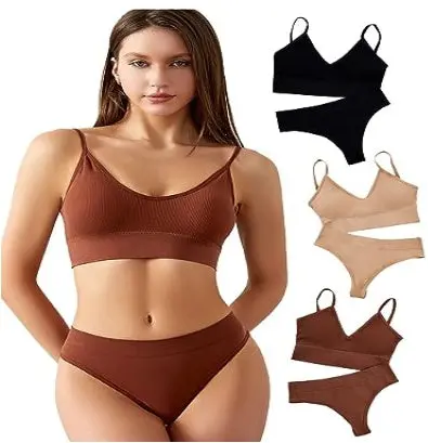 Wire-Free Sports Vest & Matching Panty Set With French Triangle Cups And Bar Detailing 1