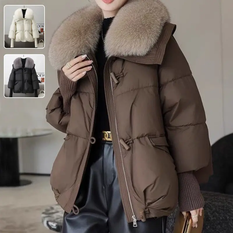 Women’S Down-Blend Winter Jacket – Short Puffer Coat With Fur-Collar Detail 1