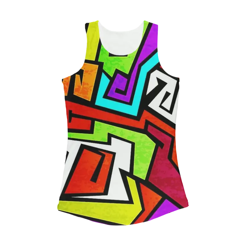Women’S Performance Tank With Colorful Graffiti Print 1