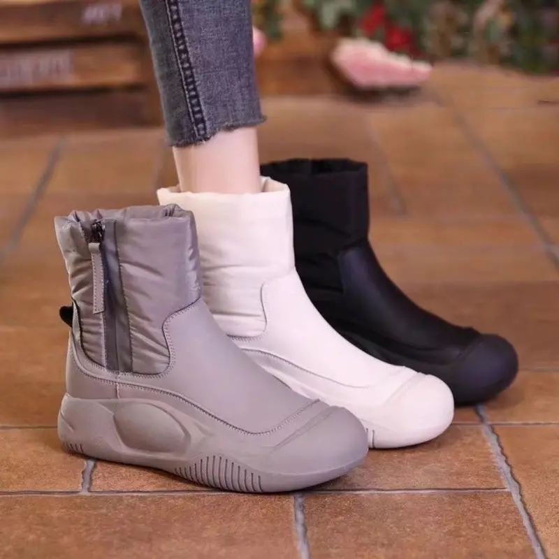 Women'S Waterproof Snow Boots With Side Zipper, Thick Sole & Warm Lining 1