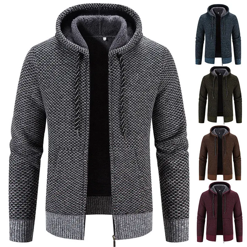 Women’S Winter Plush Sweater Coat – Long-Sleeve Zip-Up Casual Jacket With Drawstring Hood 1