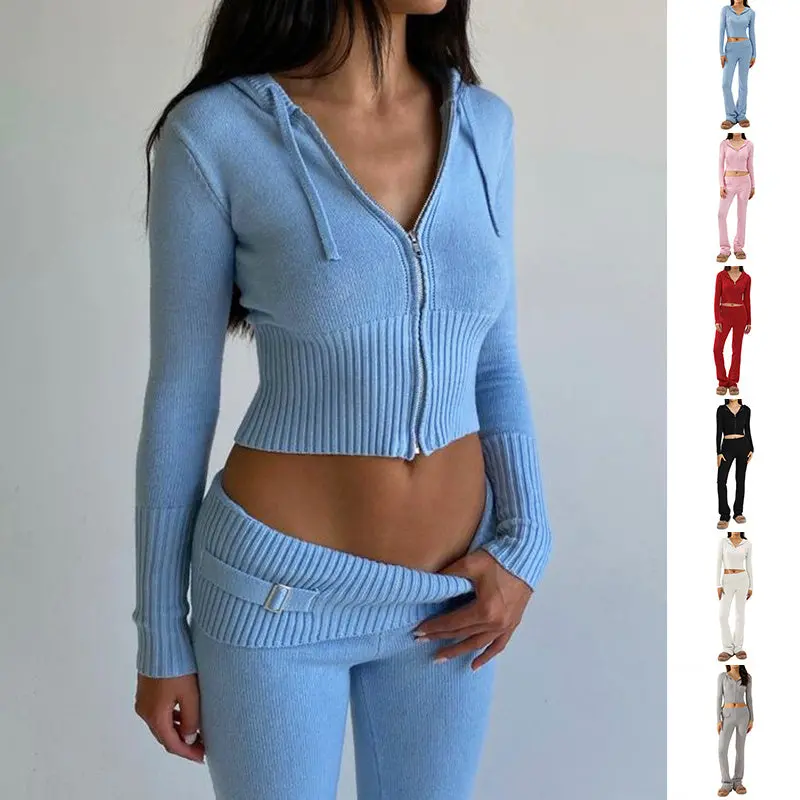 Women’S Zip-Up Hoodie Set – Matching Long-Sleeve Sweater And High-Waist Lounge Pants 1