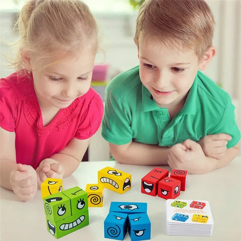 Wooden Face-Matching Magic Cube Puzzle – Montessori Educational Toy 1