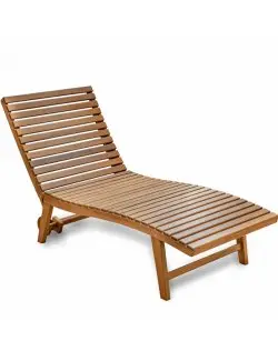 Yachting-Style Poolside Lounge Chair In Solid Teak 1