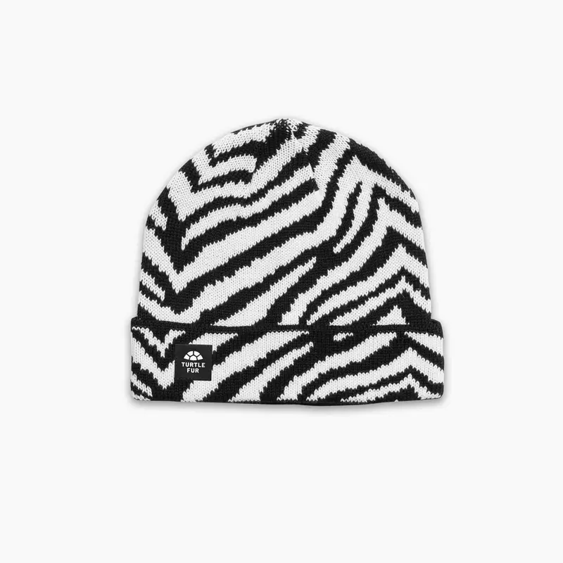 Zebralicious Rib-Knit Beanie For Cold Weather 1