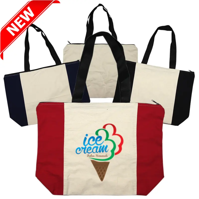 Zippered Calico Shopping Tote 1